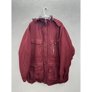 Boulder Creek Mens Jacket Size 2XL Tall Burgandy Fleece Lined Zip Up Parka
